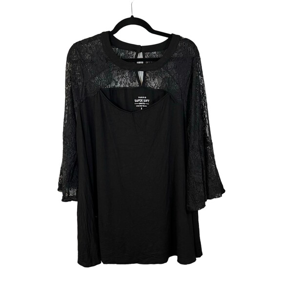 Torrid Super Soft Choker Neck Lace Sleeve Top Size 3 (3X) NEW - Picture 1 of 8
